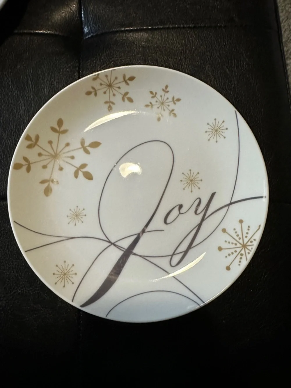 Pier 1 Imports Holiday Appetizer Plates - White with Gold Script
